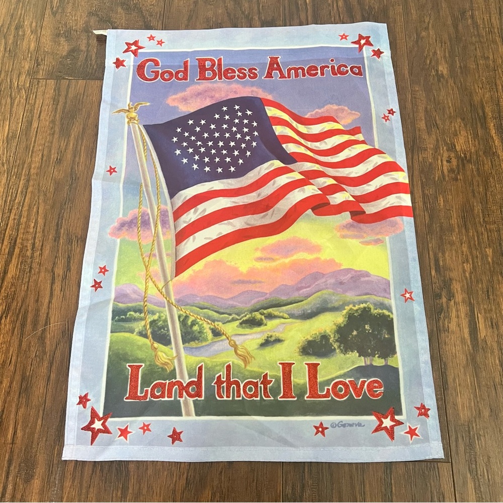 Evergreen enterprises God Bless America patriotic outdoor garden flag decor